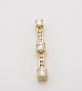 14k Yellow Gold & Diamond Pendant. 0.35 Carats. Si1 & Hi. 3 Round Diamonds - Bild 1 von 8