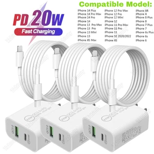 USB Type C 20W Power Adapter Fast Charger Cable For iPhone 14 13 12 11 XS X XR 8 - Picture 1 of 18