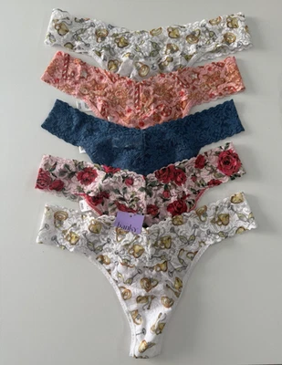 NUEVO Hanky Panky Surtido Paquete de 5 Tangas de Encaje Original Talla Única Foto 1 de 4
