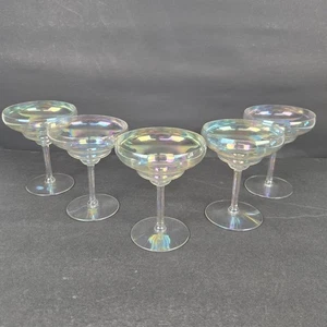 Vintage Iridescent Mother Of Pearl Champagne Glasses By Fostoria Set Of 5 - Picture 1 of 7