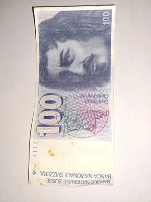 Cédula antiga de 100 francos suíços - Image 1 of 2