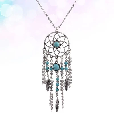  Collana in argento della Boemia Collana in lega Pendente Creativo Dreamcatcher - Immagine 1 di 4