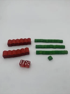 Monopoly Vintage Madera 12 Hoteles Rojos, 31 Invernaderos y 2 Piezas de Juego de Dados Rojos Foto 1 de 4