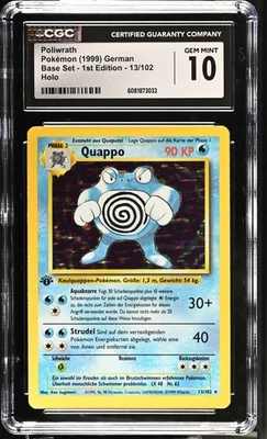 CGC 10 GEM MINT Poliwrath Base Set 1st Edition 13/102 Holo GERMAN Pokemon Card - Image 1 of 2