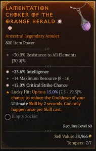 Amulet 2GA INT% CRIT SORC Season 10 Diablo 4 SC PC XBOX PS Infernal - Picture 1 of 1