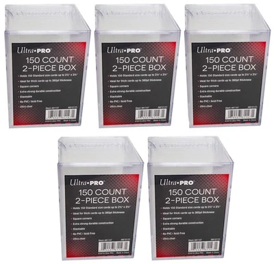 5 Ultra PRO 150 Count Clear 2-Piece Card Storage Boxes New Case Sports Trading - Image 1 of 4