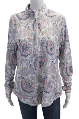 Топ JoFit женский с принтом пейсли на молнии с ложным вырезом трек белый комбинированный размер L - Изображение 1 из 4