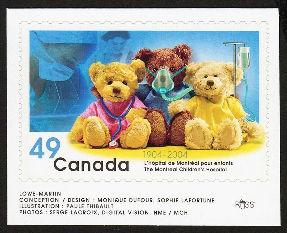 OSO DE PELUCHE = HOSPITAL INFANTIL MONTREAL = INSCRIPCIÓN = MNH Canadá 2004 #2035 Foto 1 de 1