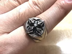 Solid 925 Sterling Silver Mens Heavy Tibetan Vintage Signet Tail Ring Size P - Picture 1 of 8