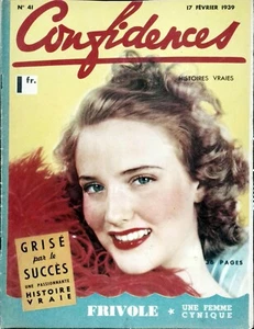 MAGAZINE FRANCAIS CONFIDENCES N°41 17 FEVRIER 1939  Histoires Vraies mode cœur  - Imagen 1 de 2