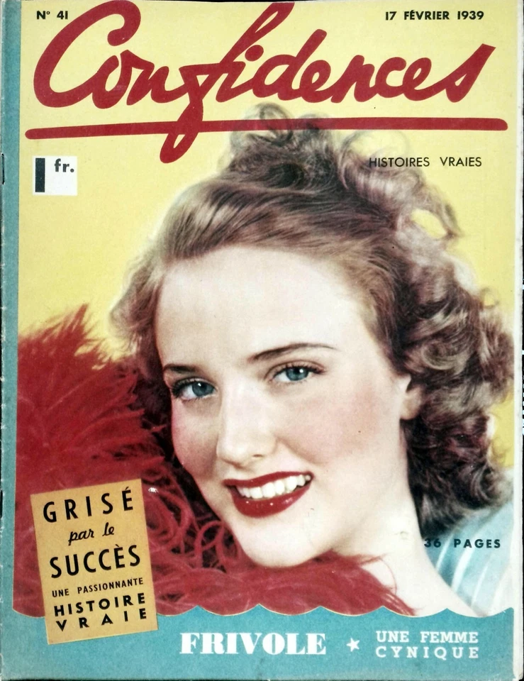 MAGAZINE FRANCAIS CONFIDENCES N°41 17 FEVRIER 1939  Histoires Vraies mode cœur  - Photo 1/2