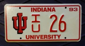 1993 Indiana Collegiate Vanity Nummernschild Indiana University - IU 26 - neuwertig - Bild 1 von 2