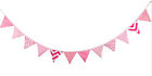 3M Lovely Floral Cotton Fabic Buntings 12 Flags Double Sided Party Banner - Pink