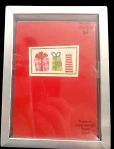 Simple Boxed Christmas Cards & Envelopes 12 Count Glitter Accents Presents NEW - Picture 1 of 1