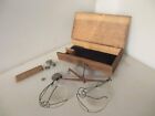 Antique Scale Pan Dish Weighing Vintage Old Cased Scales Wooden Box