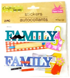 2 TITEL von FAMILIE Kochen BBQ - Crafter's Square 3D Sammelalbum Aufkleber SALE - Bild 1 von 1
