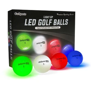 GoSports Light Up LED Golf Balls 12 Pack - Impact Activated with 10 Minute Timer - Picture 1 of 5