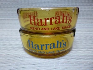 HARRAH'S CASINO RENO LAKE TAHOE CIGARETTE ASHTRAY 3 1/2" Lot Of 2 - Picture 1 of 3