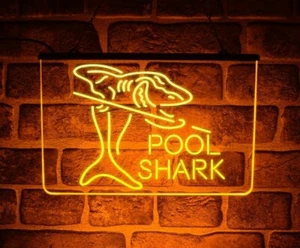 Pool Shark LED Neon Light Sign | Lit Up Display For Billiards Snooker Game Room - Picture 1 of 14