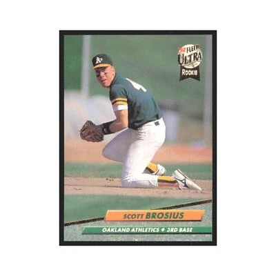 Scott Brosius Rookie 1992 Fleer Ultra #420 Oakland Athletics Baseball Card NM Foto 1 de 3