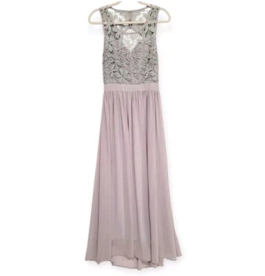 Vestido Formal Baile de graduación Dama de honor Vestido L Lavanda Púrpura Crochet Encaje Top Espalda Abierta Foto 1 de 4