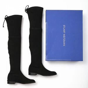 Stuart Weitzman Lowland, Size 5 M Black Suede Over-the-Knee OTK Boots - Picture 1 of 9