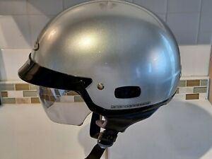 HJC IS-2 Motorcycle Half Helmet Silver XS. Street Helmet w/UV treated Sunsheild.