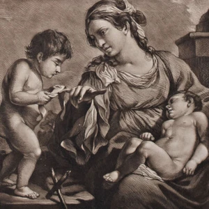 Guercino nach The Virgin Teaching St. John John Mortimer 2 Blätter Radierung - Bild 1 von 5
