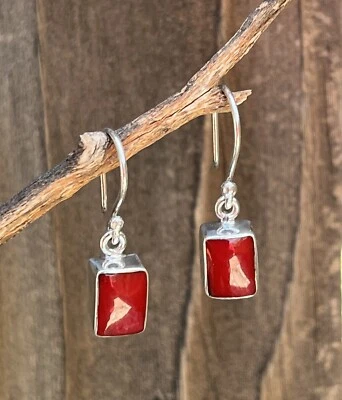 Pendientes de obsidiana de plata de ley y caoba hechos a mano Foto 1 de 4