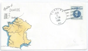 US Event Cover Battle of Dunkirk Dunkirk, MD Jun 3 1961 Hand Colored - Picture 1 of 2