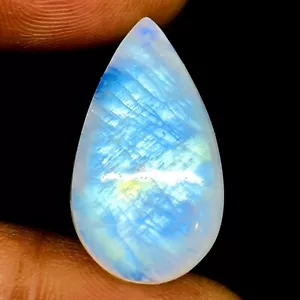 Ciondolo cabochon 23,50 Cts pietra di luna arcobaleno naturale 26,5x15 mm misura pietra preziosa - Foto 1 di 13