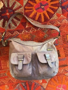 STORKSAK London "Emily" Purple Mauve Distressed Leather Designer Diaper Bag - Picture 1 of 11