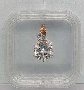 5.61ct Wobito Snowflake Cut Cullinan Topaz & White Topaz 9K Rose Gold Pendant - Picture 1 of 10