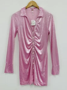 Free People Shayla Velvet Mini Dress Pink Size XS NEW RRP £118 - Picture 1 of 11