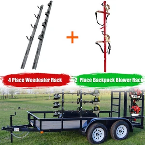 4-Sitzer Weedeater Rack und 2-Sitzer Rucksack Gebläse Gestell für offenen Anhänger - Bild 1 von 13