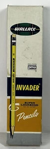 Vtg Lot 12 Lockbond Wallace INVADER Wooden Yellow Pencils #511 BLUE BAND - Picture 1 of 7