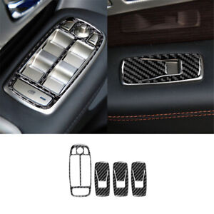 4Pcs For Jaguar XF 2009-2011 Carbon Fiber Interior Window Control Cover Trim