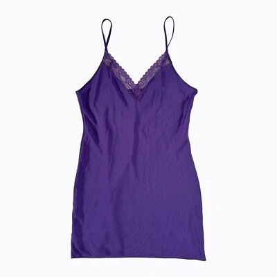 Vestido sin Mangas Linea Donatella Chemise Talla M Púrpura Floral Encaje Capricho Y2K Hada Foto 1 de 4