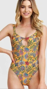 MOSSMAN PRETTY BELLA ONE PIECE BIKINI IN SAFFRON FLORAL PRINT SIZE S. BNWT - Picture 1 of 12