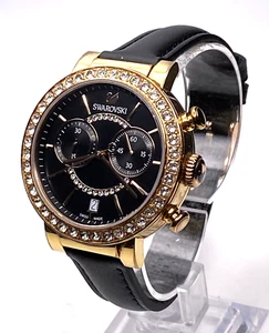 SWAROVSKI CITRA SPHERE 5055209 SWISS MADE CHRONO BLACK ROSE GOLD LADIES WATCH - Picture 1 of 20