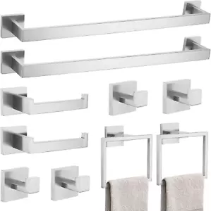 10-Piece Bathroom Hardware Accessories Set - Brushed Nickel Towel Bar, Holder & - Picture 1 of 12