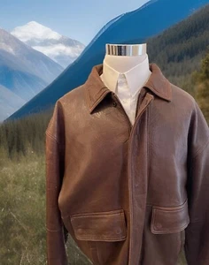 Chaqueta de vuelo Field Gear 100 % cuero bombardero para hombre XLT alta forro marrón cremallera suave - Imagen 1 de 13