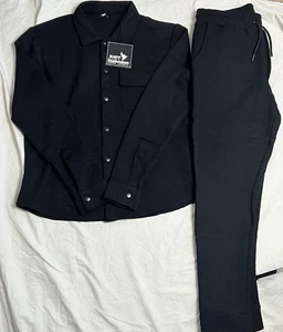 Men's Armani Just Emporio Shirt Black Button down Set Size L - Picture 1 of 12