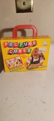 复古 EINHORN 德国木质图片立方体 迪斯尼 PUZZLES 带手柄 EC — 第 1/2 张图片