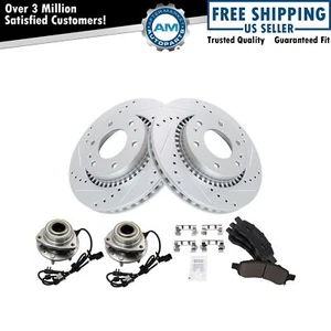 Wheel Hub Bearing Ceramic Brake Pad Performance Rotor Kit for GM SUV - Picture 1 of 9