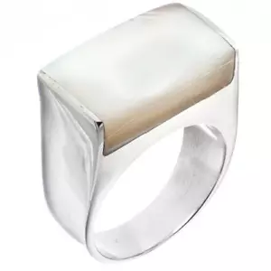 White Mother Of Pearl Shell Handmade Heavy 925 Sterling Silver Ring - Picture 1 of 2