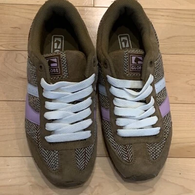 Globe Pulse Mujer Talla 7 Marrón Tweed Tenis Zapatos Retro Clásico Skateboarding Foto 1 de 4