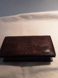 Authentic M Crocodile Skin Womens Genuine Brown Clutch Bag Purse FREE POST - Picture 1 of 7