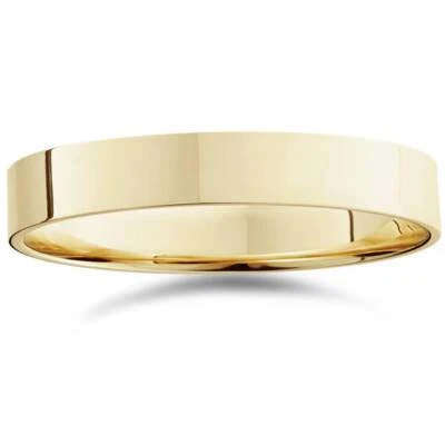 Alianza de boda plana alta pulida de 4 mm de oro amarillo de 10 quilates Foto 1 de 3