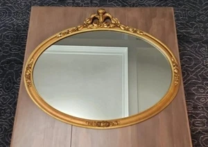 Antique 1880s Ornate Large Gold Baroque Rococo Rose Oval Wall Mirror Victorian - Picture 1 of 10
